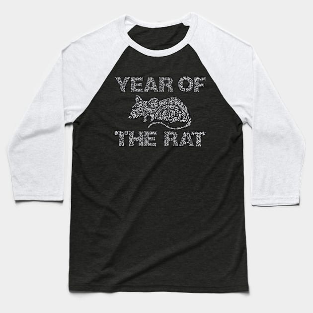 Year Of The Rat Baseball T-Shirt by NightserFineArts